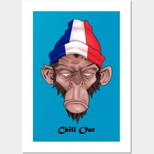 Chill Out ( Drawing For A Monkey With A French Flag ) ( Français ) Posters and Art